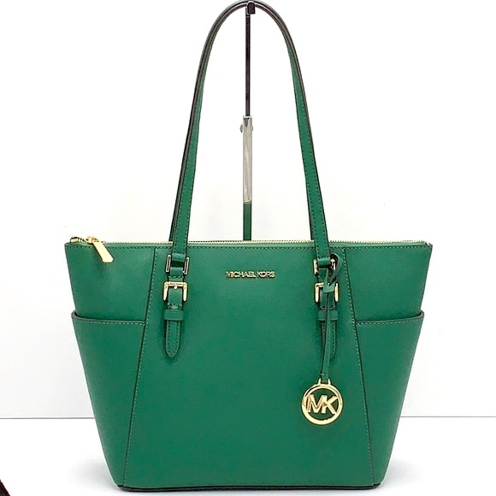 MICHAEL KORS CHARLOTTE LARGE TOP ZIP TOTE PALMETTO GREEN COLOR - Picture 3 of 16